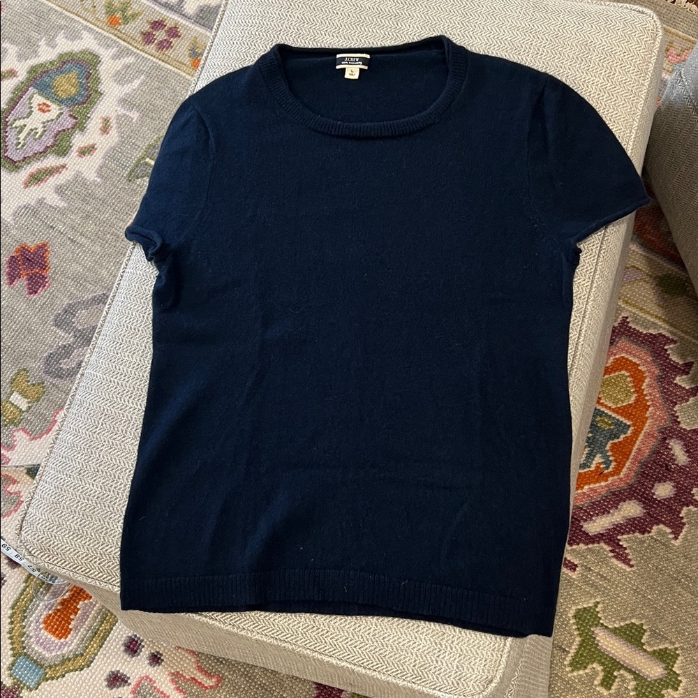 J. Crew Navy Cashmere Tee - Picture 2 of 4